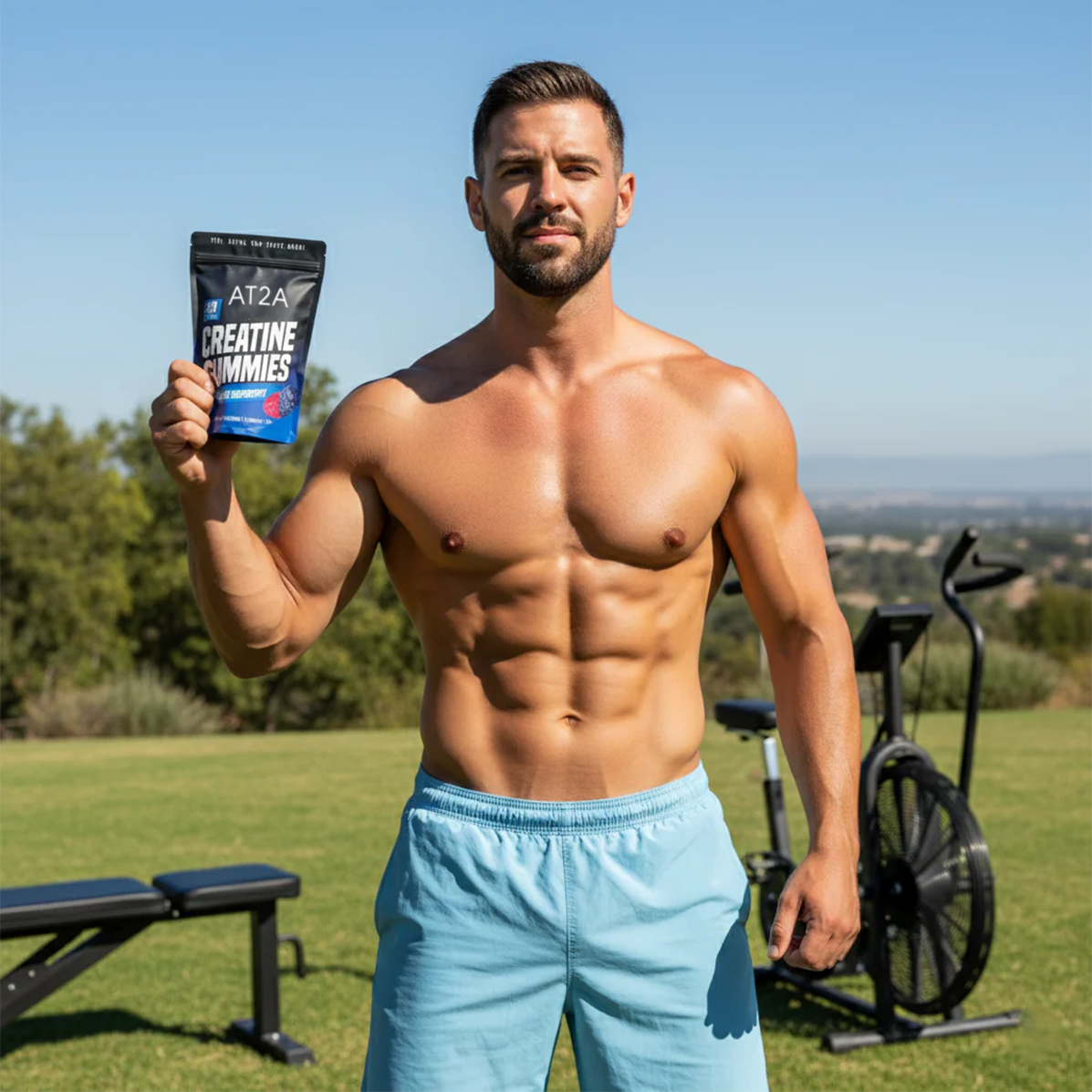 Athlete holding AT2A Creatine Gummies